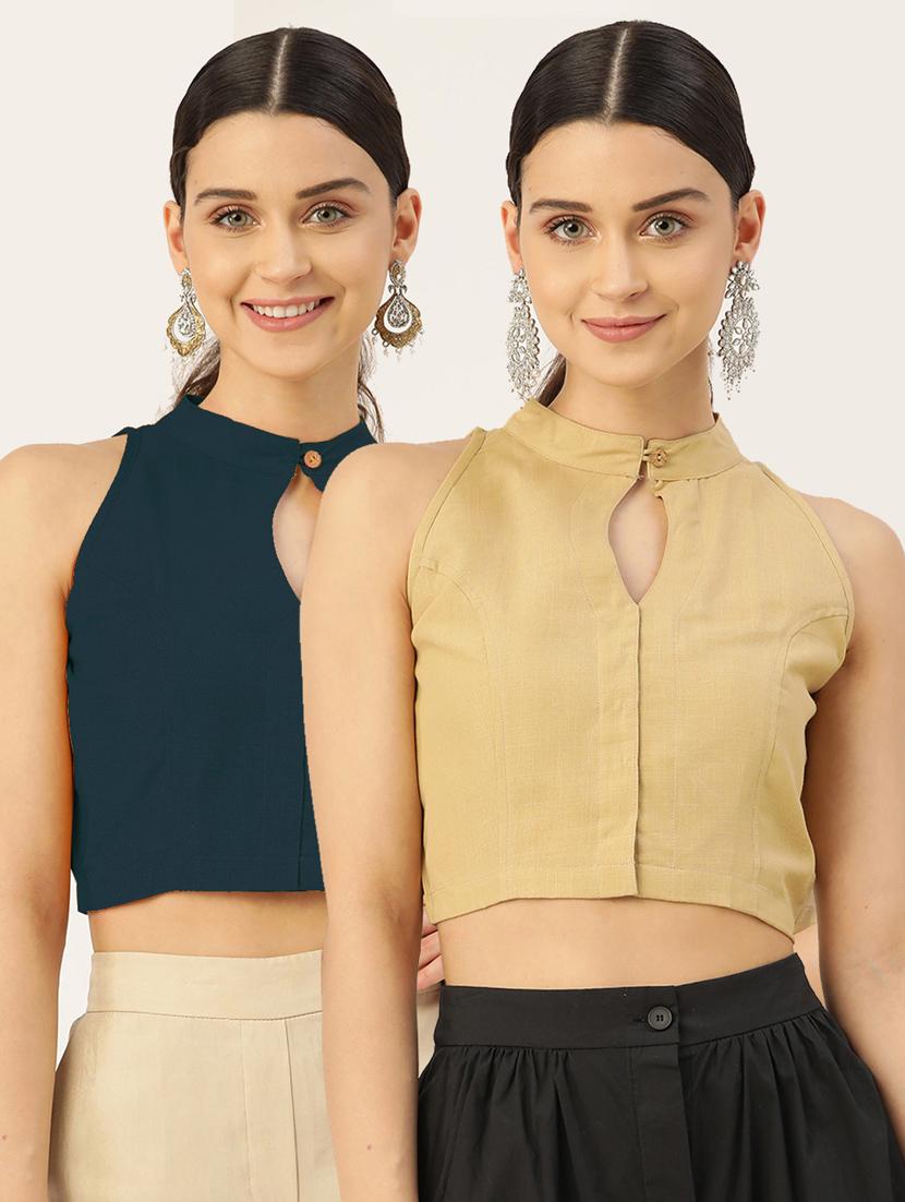 women pack of 2 solid blouses - 20330189 -  Zoom Image - 0
