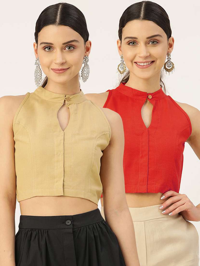 women pack of 2 solid blouses