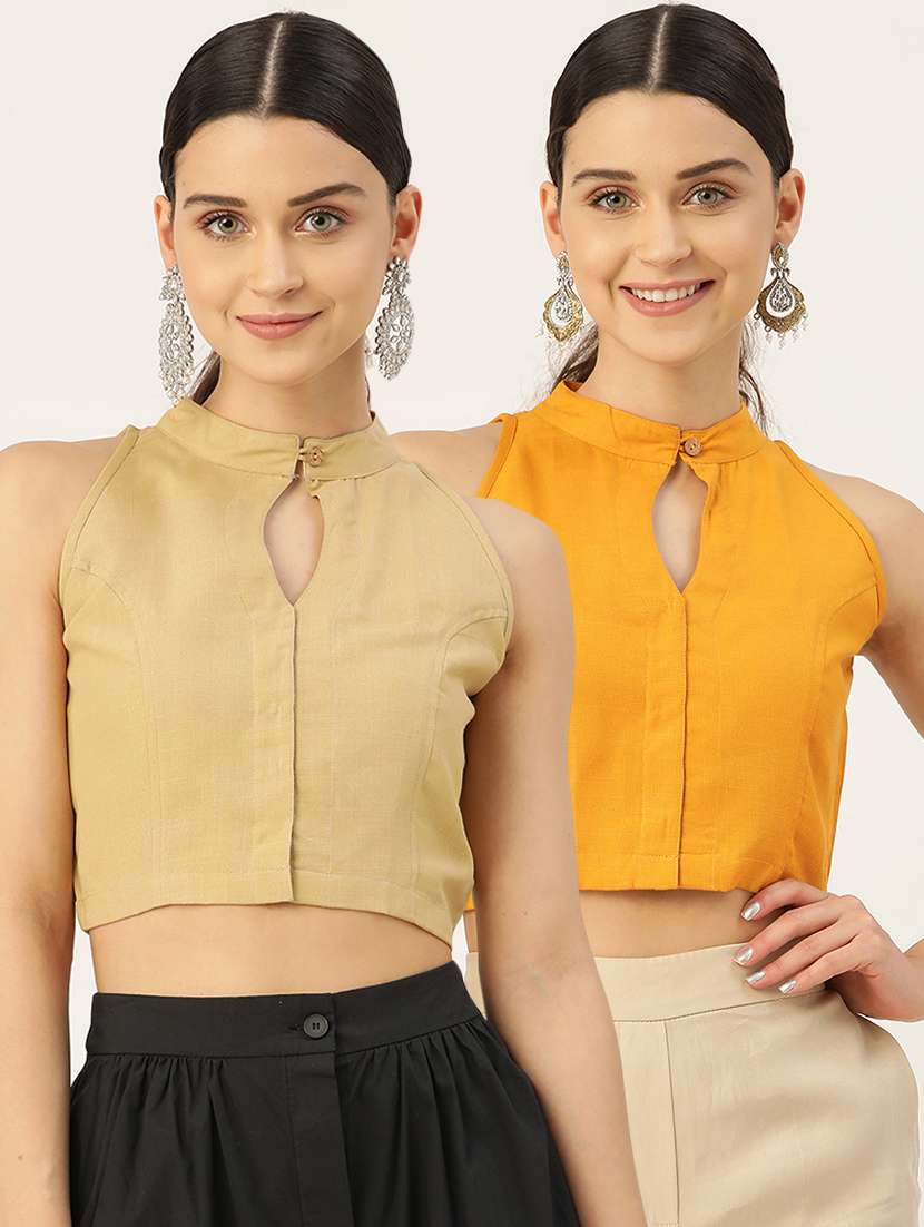 women pack of 2 solid blouses