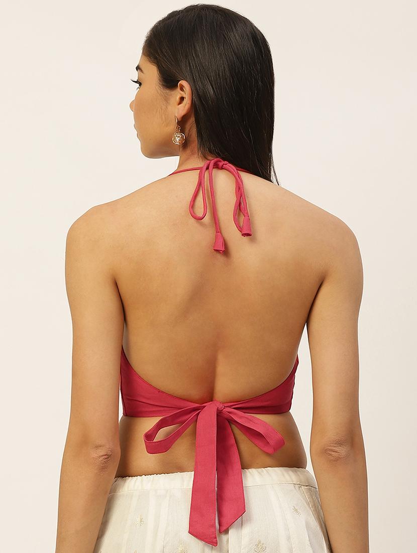 red solid backless blouse - 20330452 - Standard Image - 2