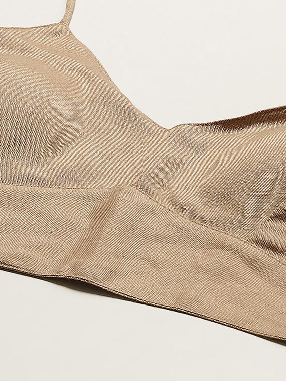 beige solid backless blouse - 20330453 - Standard Image - 2