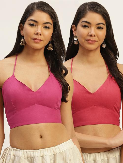 women pack of 2 solid backless blouses - 20330572 - Standard Image - 0