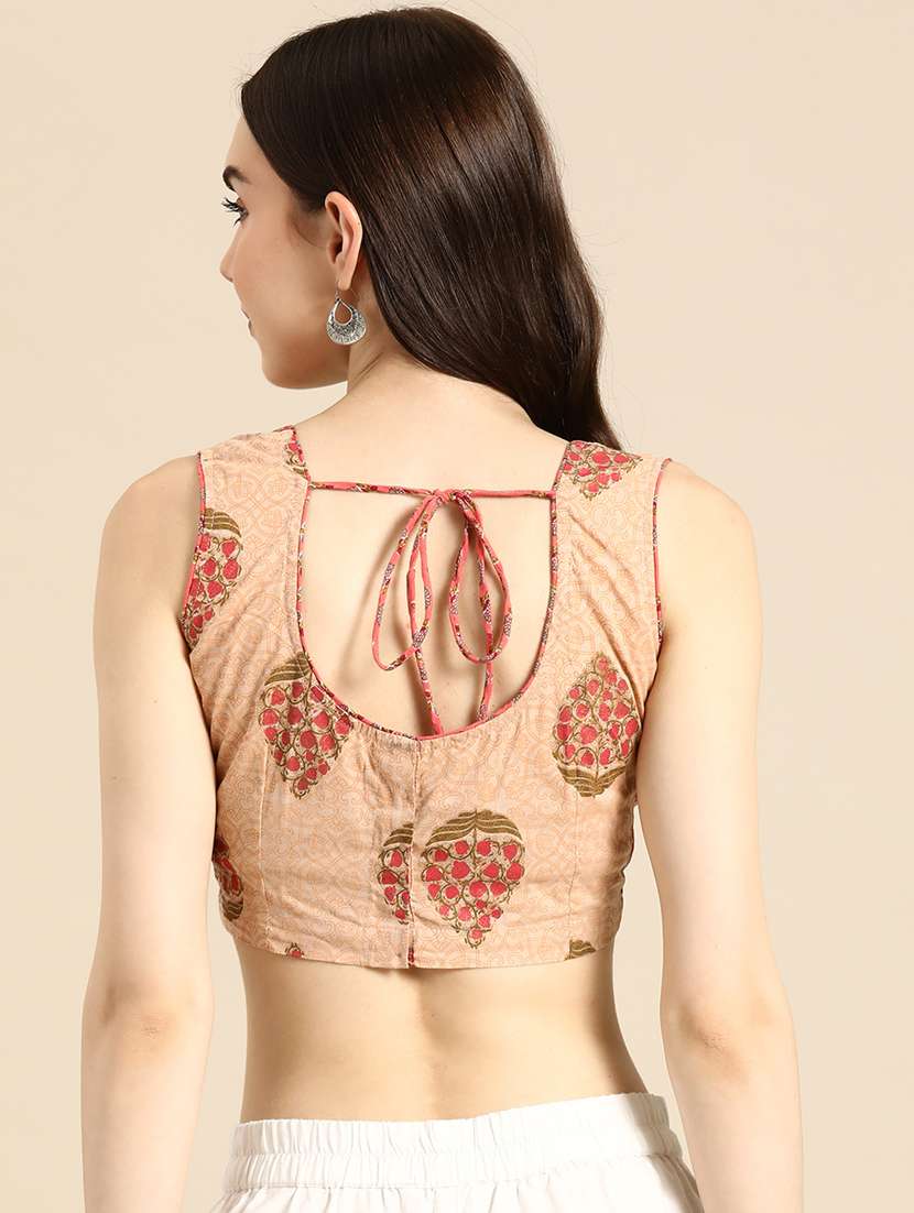 women beige round neck stitched blouse - 20330695 - Standard Image - 2