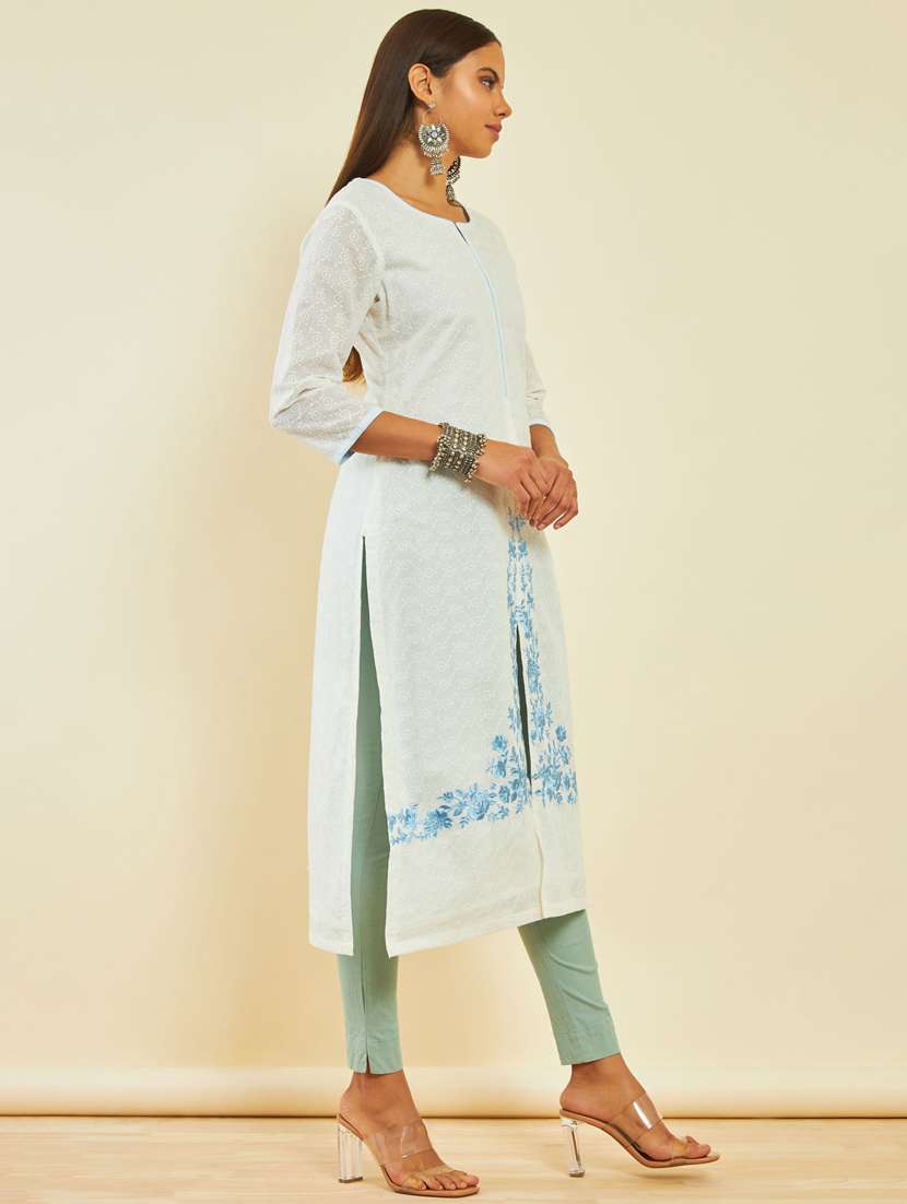 women embroidered straight kurta - 20331229 - Standard Image - 2