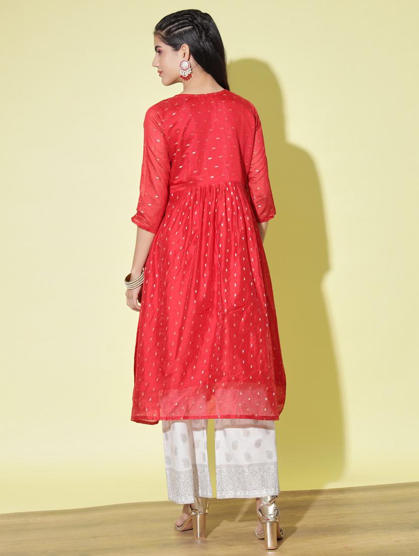 red colored a-line kurta - 20331349 - Standard Image - 2