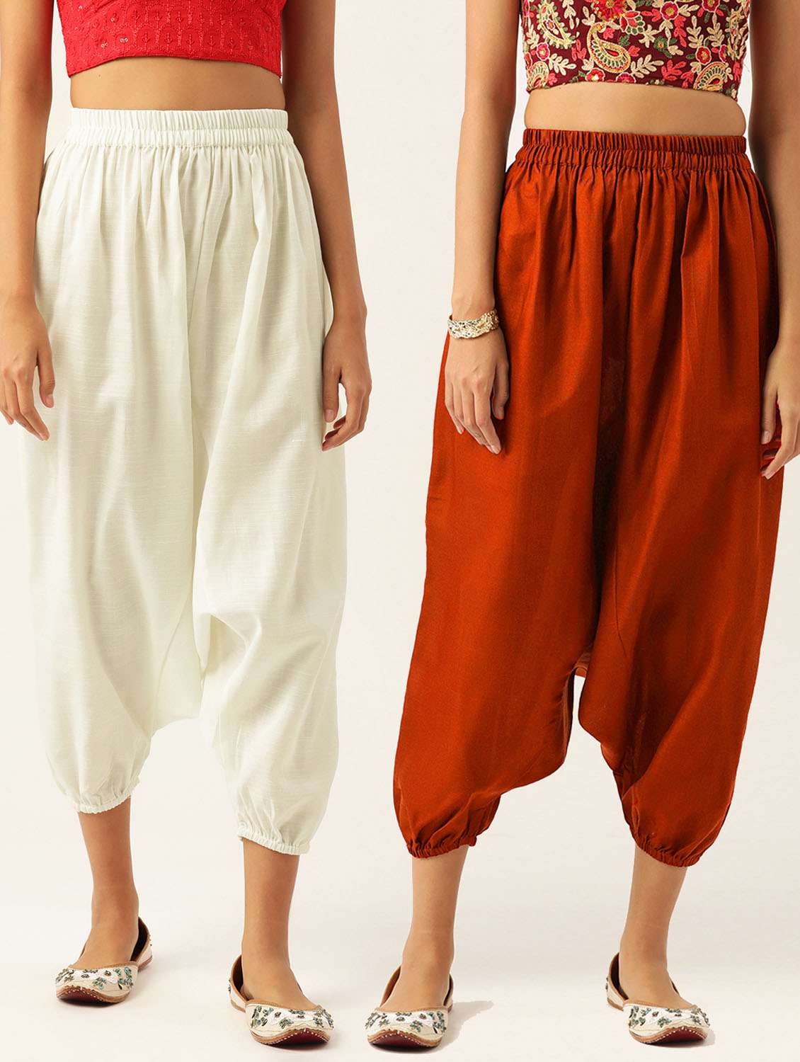 combo of 2 multi color cotton harem pant trouser