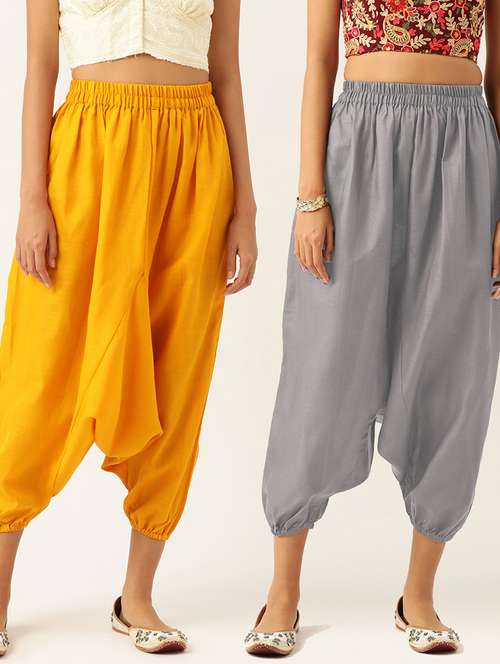 combo of 2 multi colored cotton harem trousers - 20331447 - Standard Image - 0