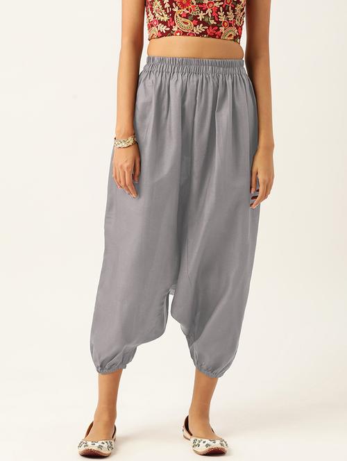women grey cotton harem pant trouser - 20331493 - Standard Image - 0