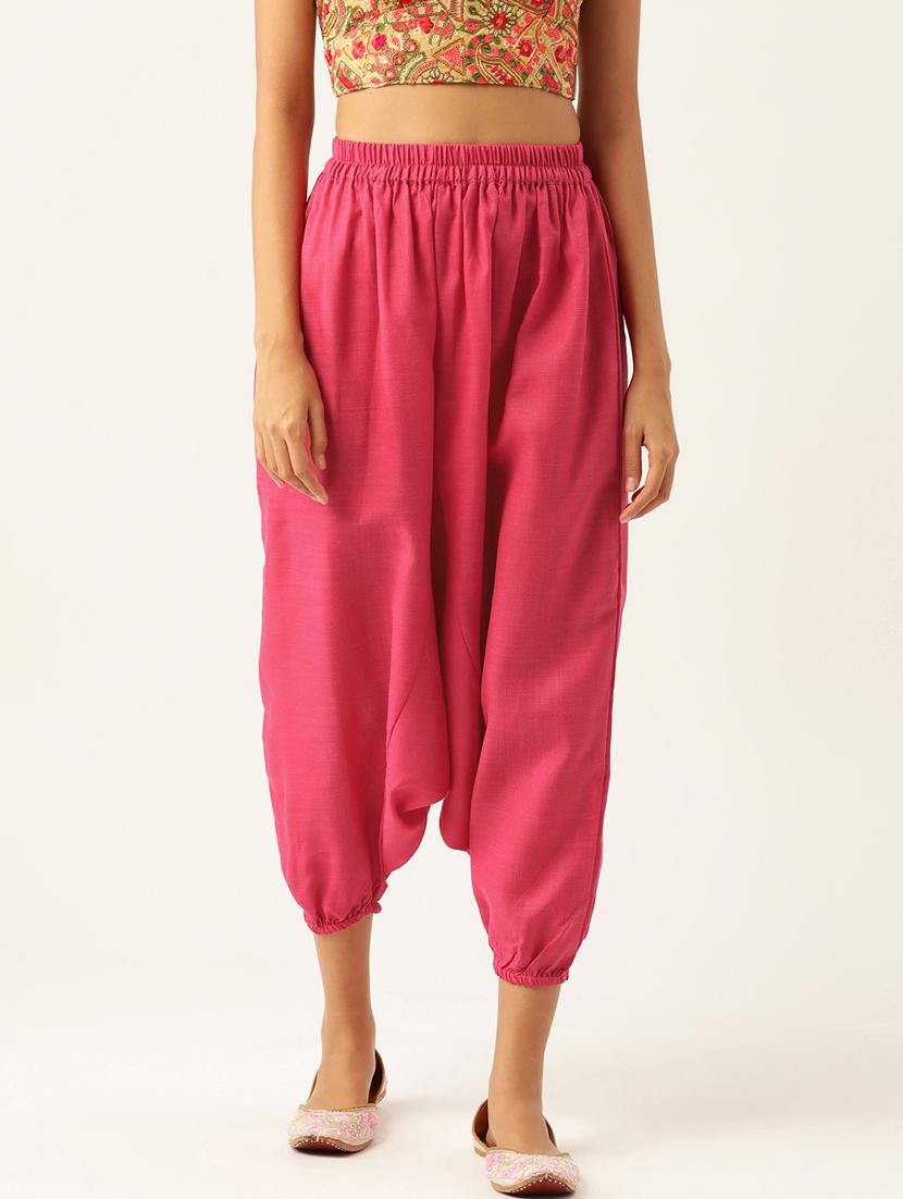 women pink cotton harem pant trouser - 20331494 - Zoom Image - 0