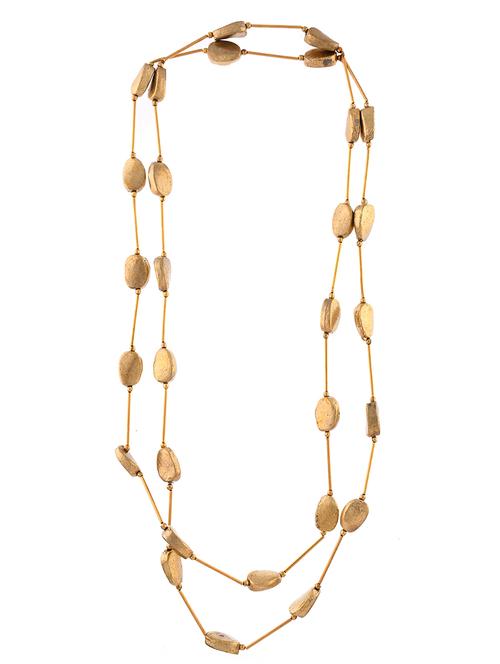 gold metal long necklace - 20331711 - Standard Image - 0