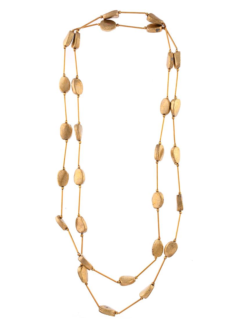 gold metal long necklace - 20331711 - Zoom Image - 0