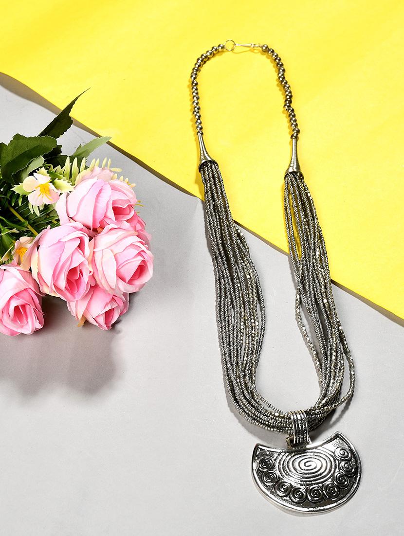 silver metal long necklace - 20331713 - Zoom Image - 0