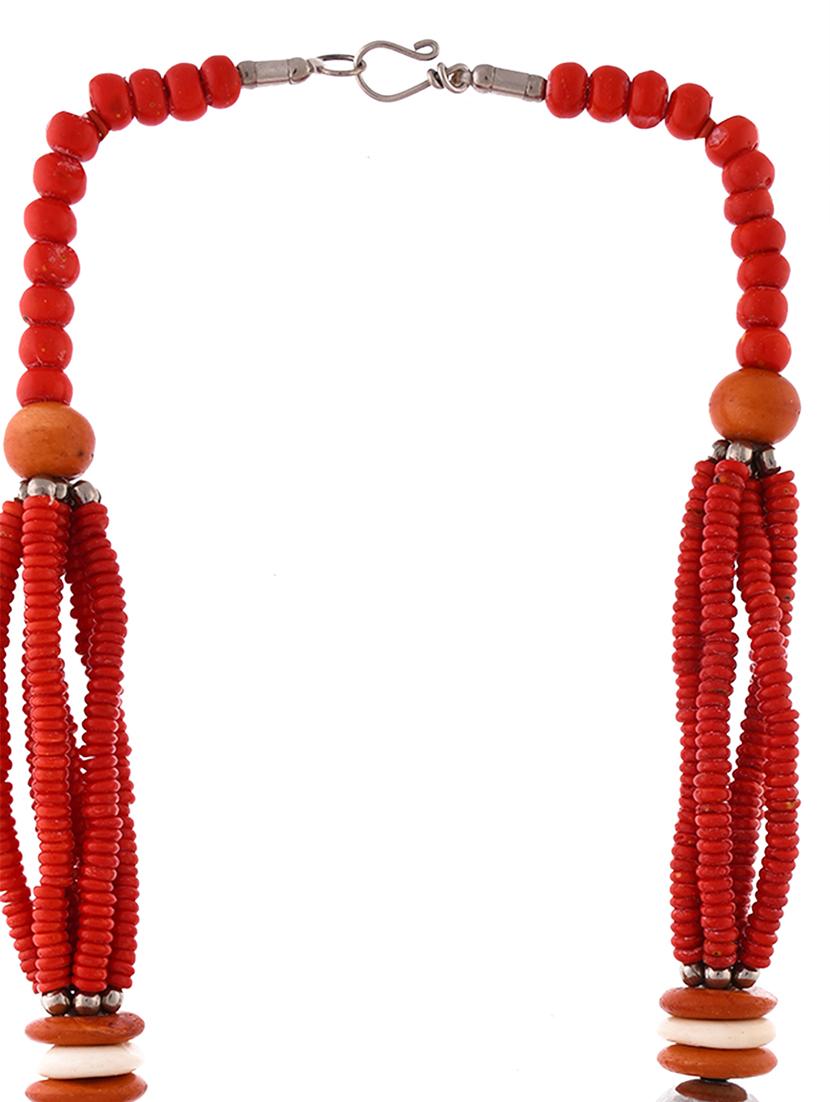 red metal statement necklace - 20331722 - Standard Image - 2