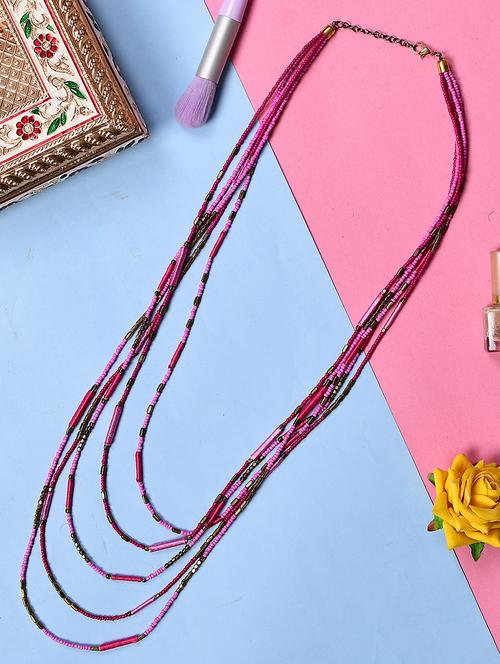 pink metal long necklace - 20331787 - Standard Image - 0