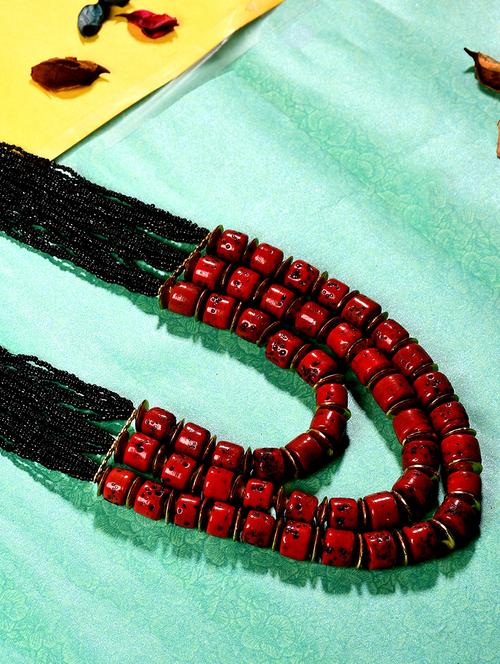 red metal statement necklace - 20331798 - Standard Image - 0