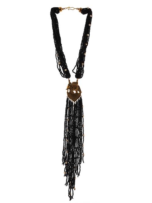 black metal long necklace - 20331799 - Standard Image - 0