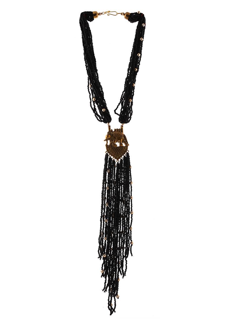 black metal long necklace - 20331799 - Zoom Image - 0