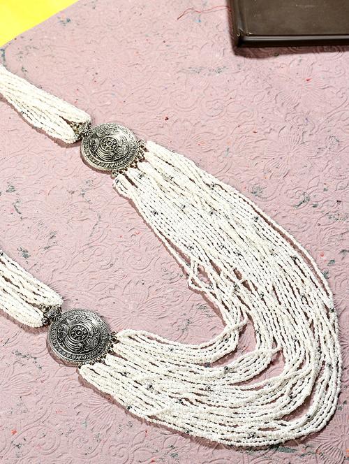 white metal long necklace - 20331801 -  Standard Image - 0