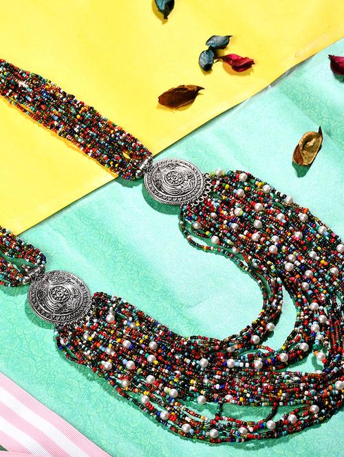 multi colored metal long necklace - 20331802 - Standard Image - 0
