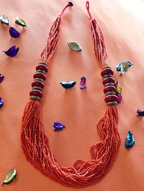 orange metal long necklace - 20331808 -  Standard Image - 0
