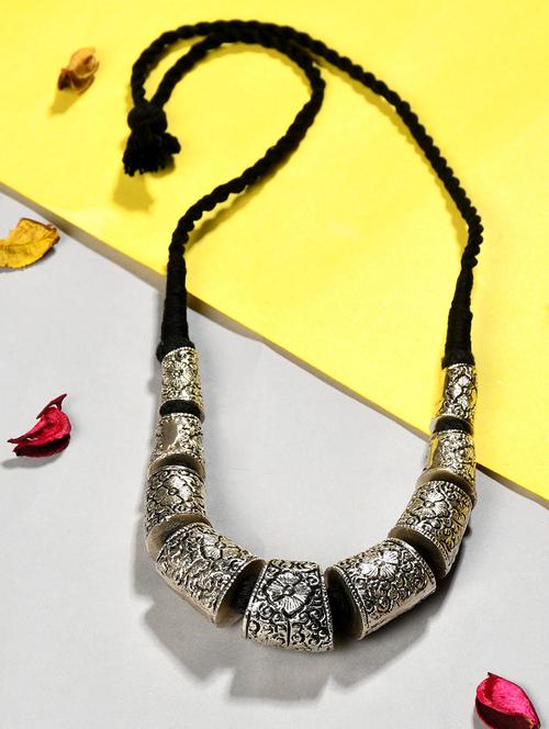 silver metal statement necklace - 20331811 - Standard Image - 0