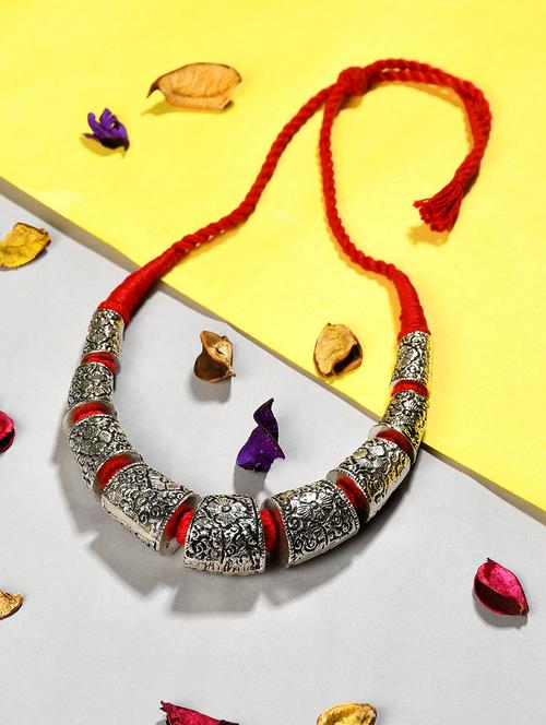 silver metal statement necklace - 20331812 - Standard Image - 0