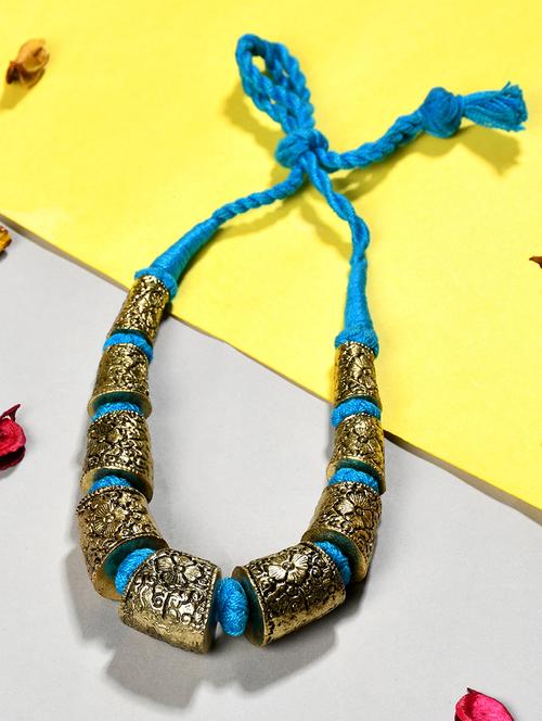 blue metal statement necklace - 20331813 - Standard Image - 0