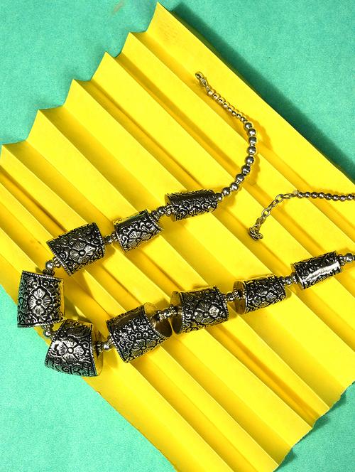 silver metal statement necklace - 20331814 - Standard Image - 0