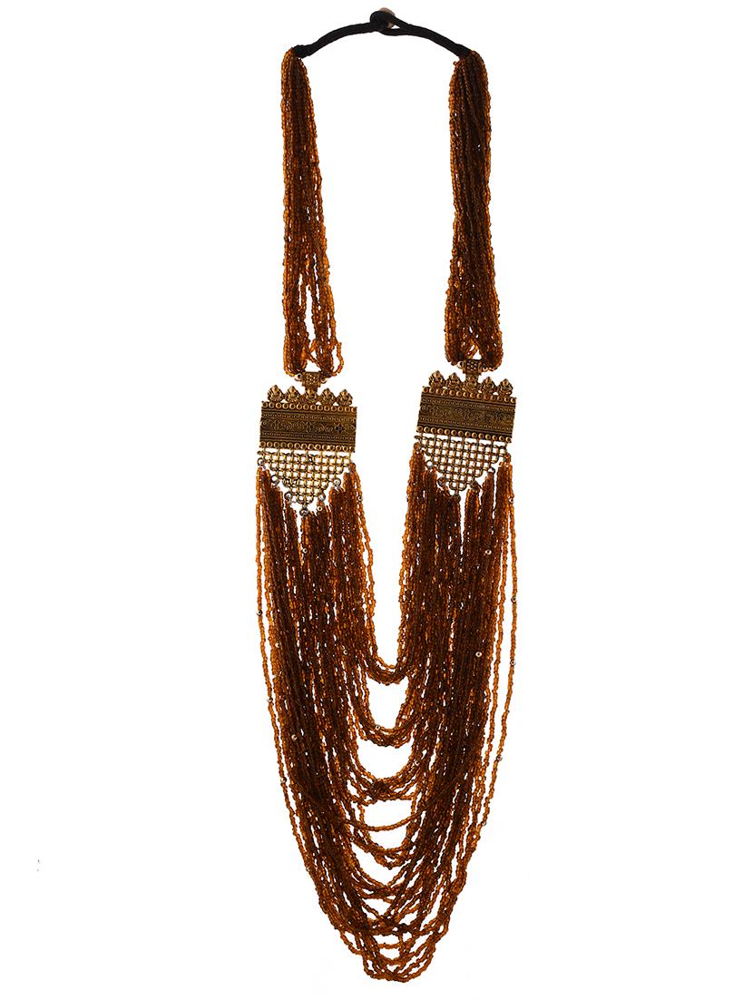 brown metal long necklace - 20331818 - Zoom Image - 0