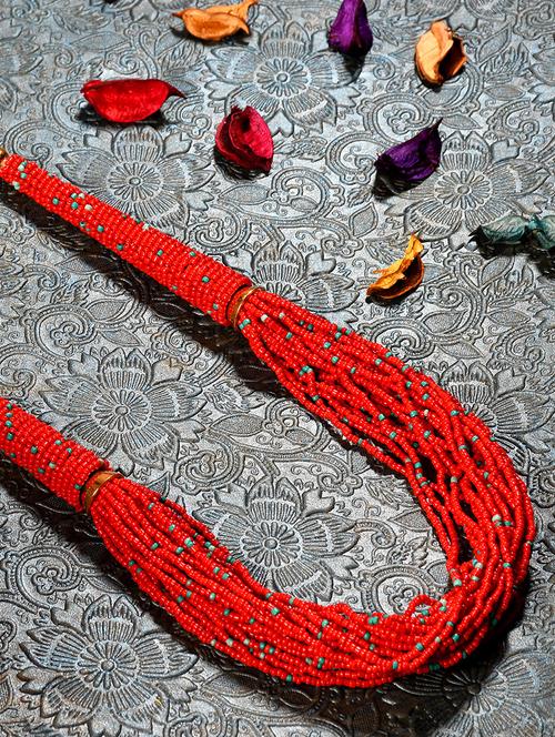red metal statement necklace - 20331819 - Standard Image - 0