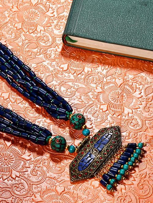 blue metal statement necklace - 20331828 - Standard Image - 0