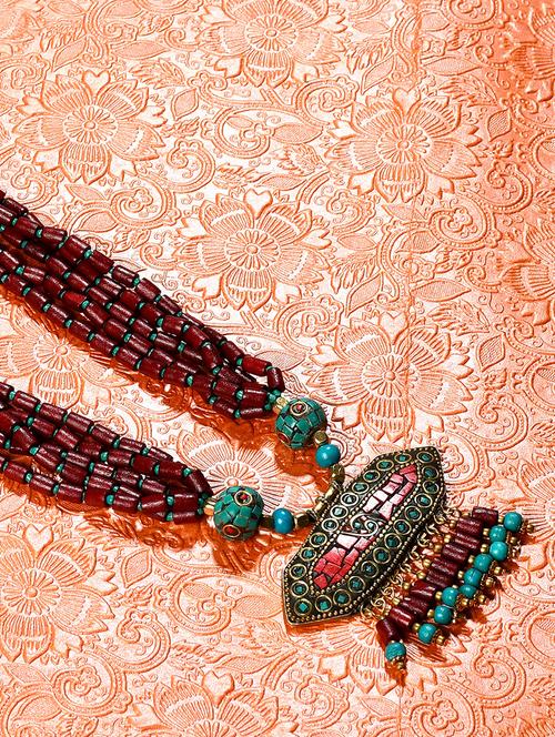 red metal statement necklace - 20331831 - Standard Image - 0