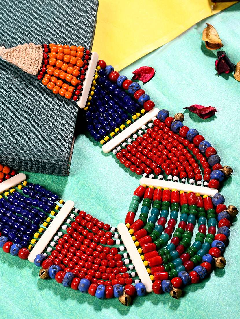 multi colored metal long necklace