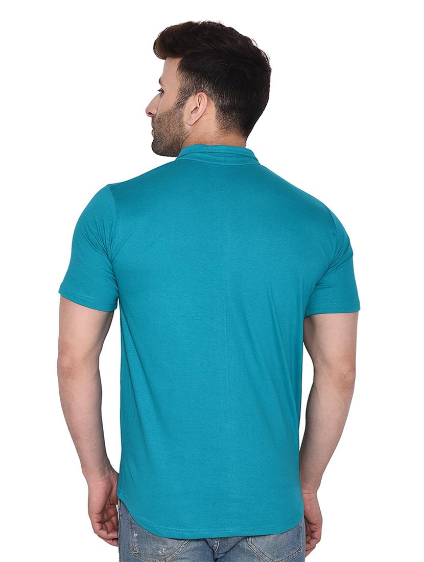 turquoise cotton blend casual shirt - 20331891 - Standard Image - 2