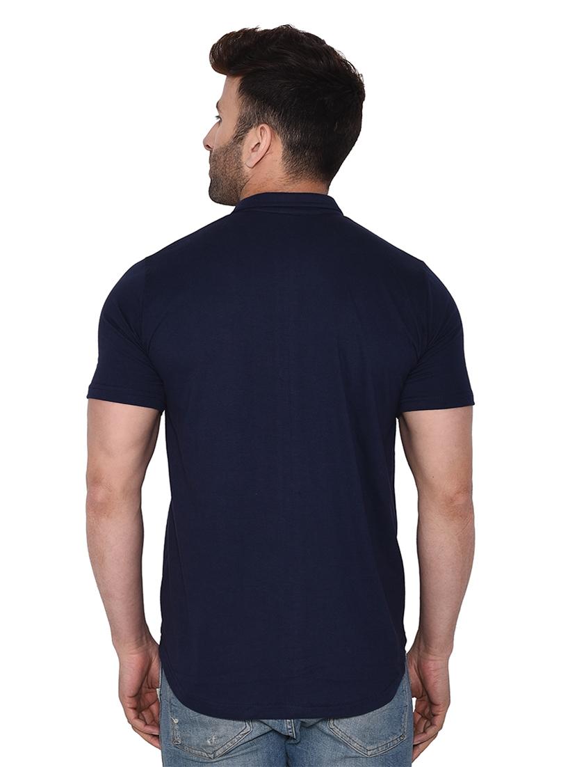 dark blue cotton blend casual shirt - 20331898 - Standard Image - 2