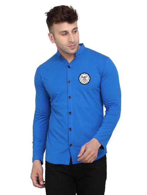 men mandarin neck solid casual shirt - 20331931 -  Standard Image - 0