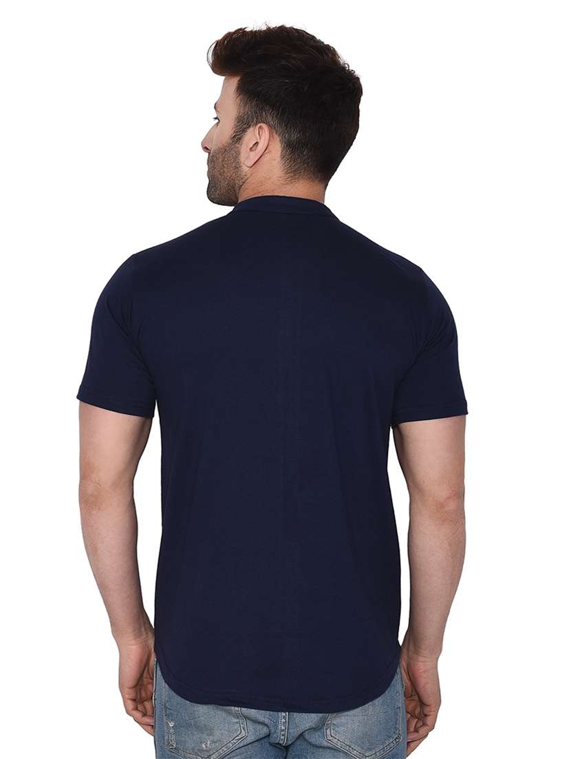 mandarin collar short sleeves solid casual shirt - 20331939 - Standard Image - 2