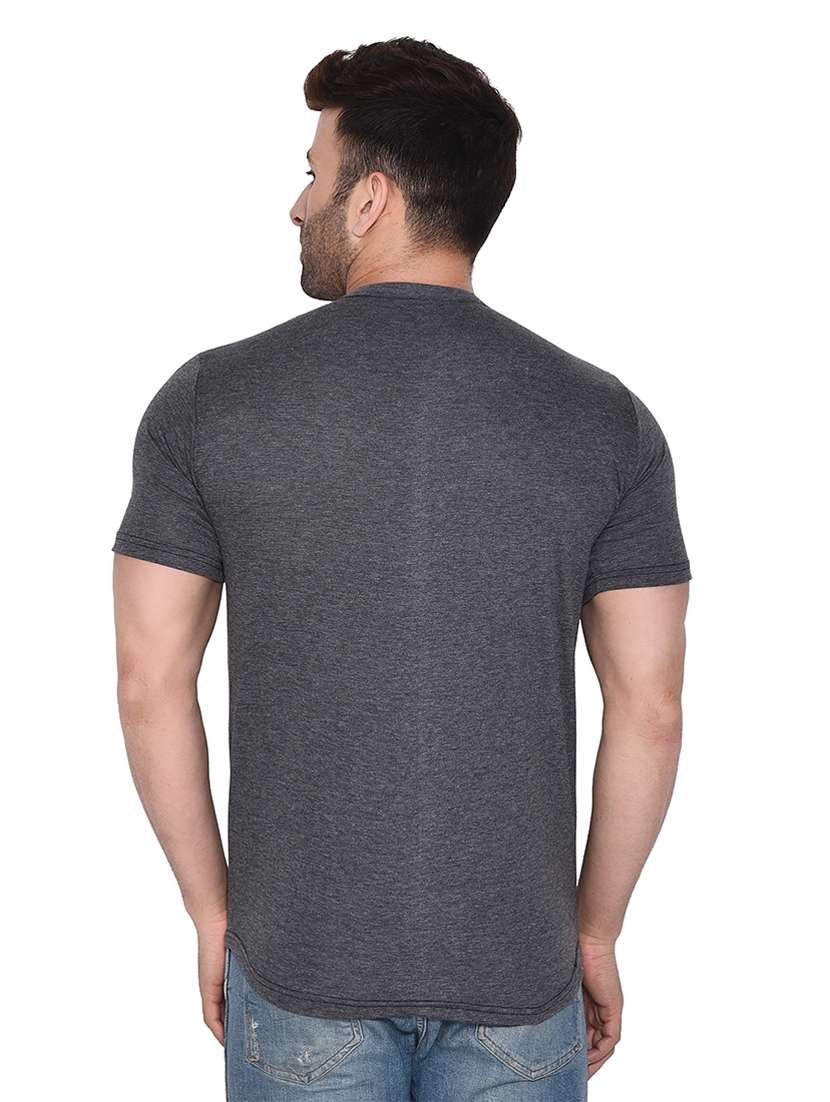 mandarin collar short sleeves solid casual shirt - 20331945 - Standard Image - 2