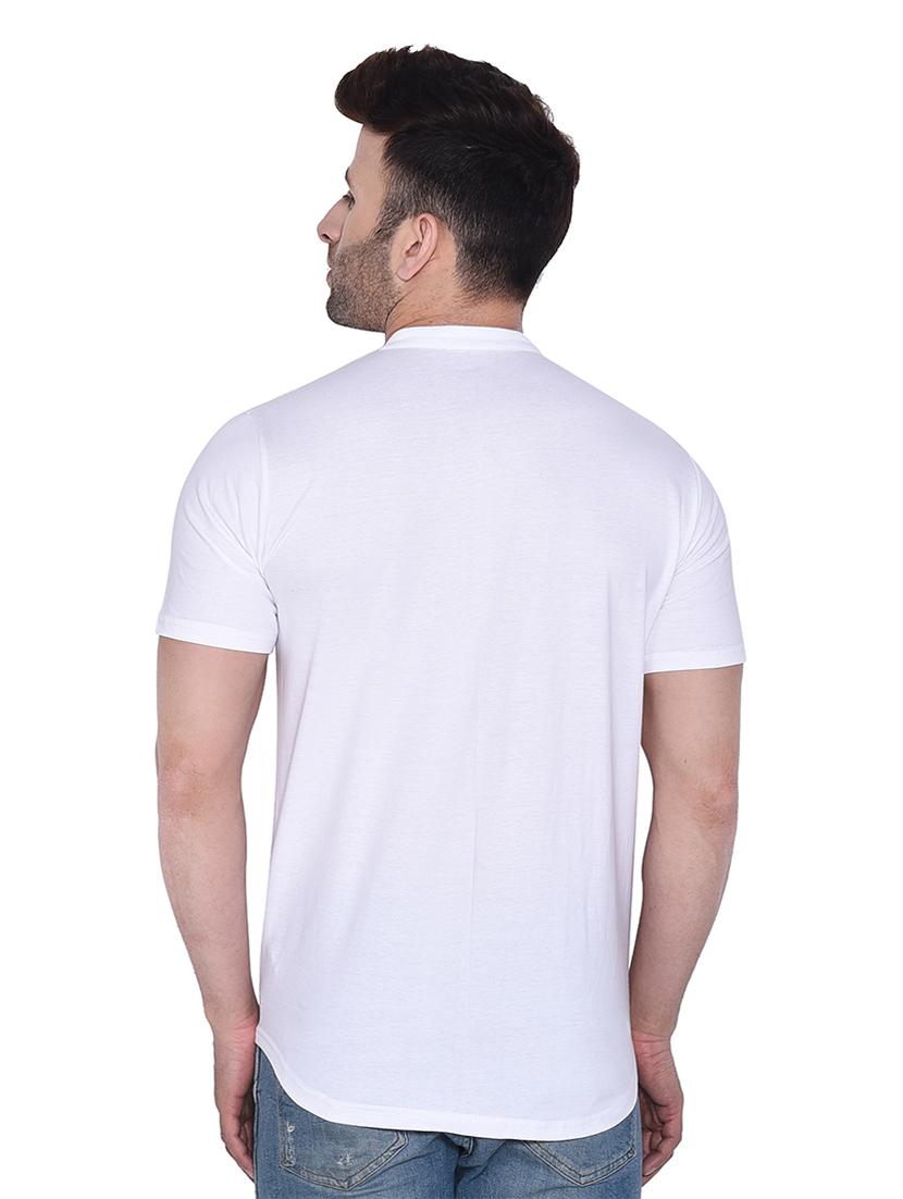 mandarin collar short sleeves solid casual shirt - 20331947 - Standard Image - 2