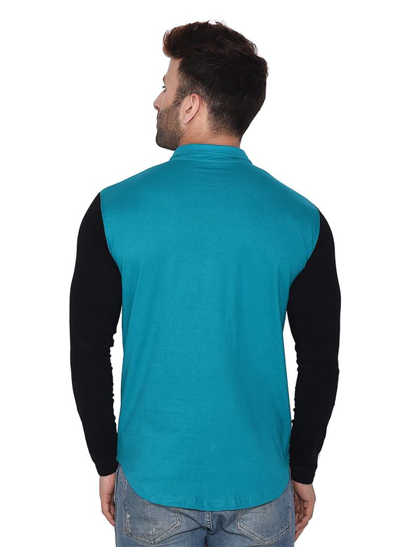 long sleeves color block casual shirt - 20332003 -  Standard Image - 2