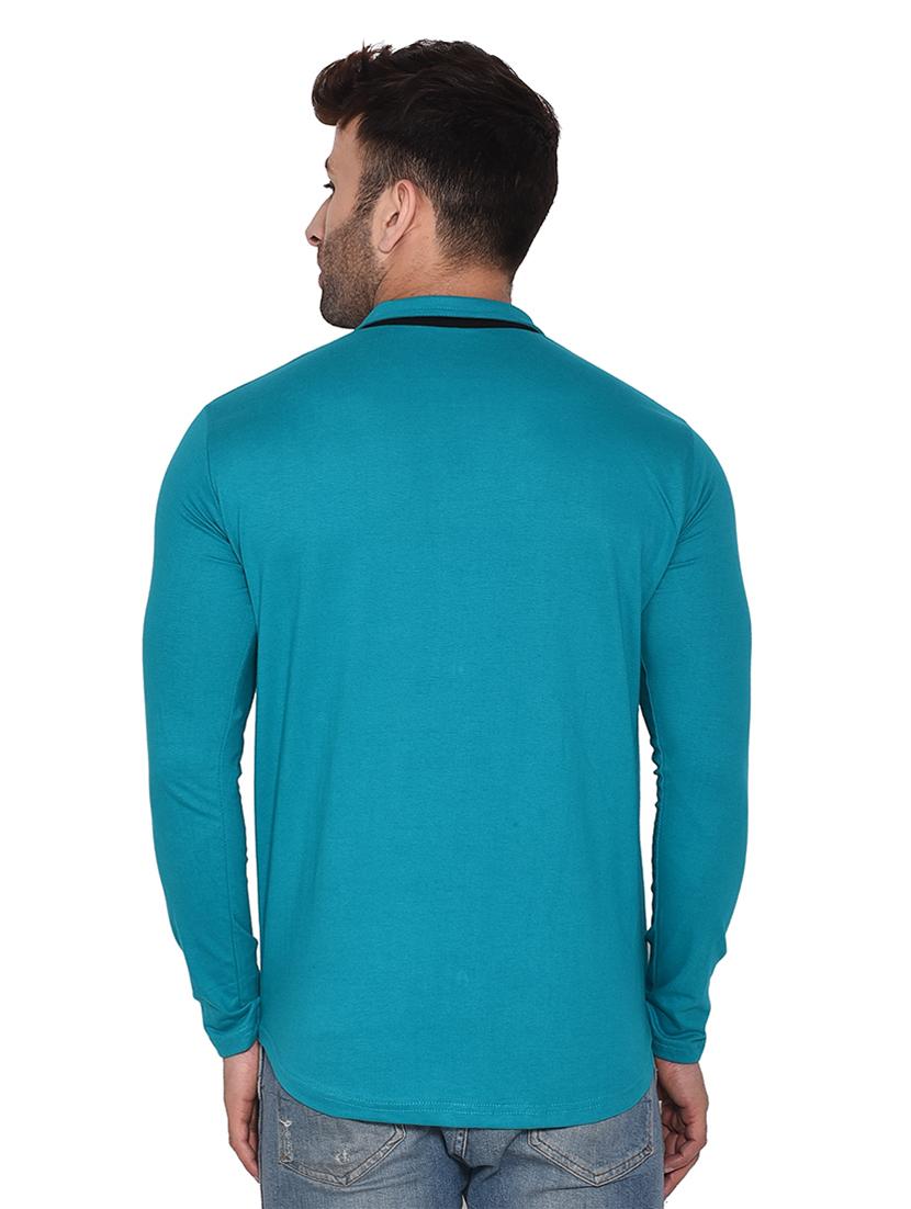 turquoise cotton blend casual shirt - 20332011 - Standard Image - 2