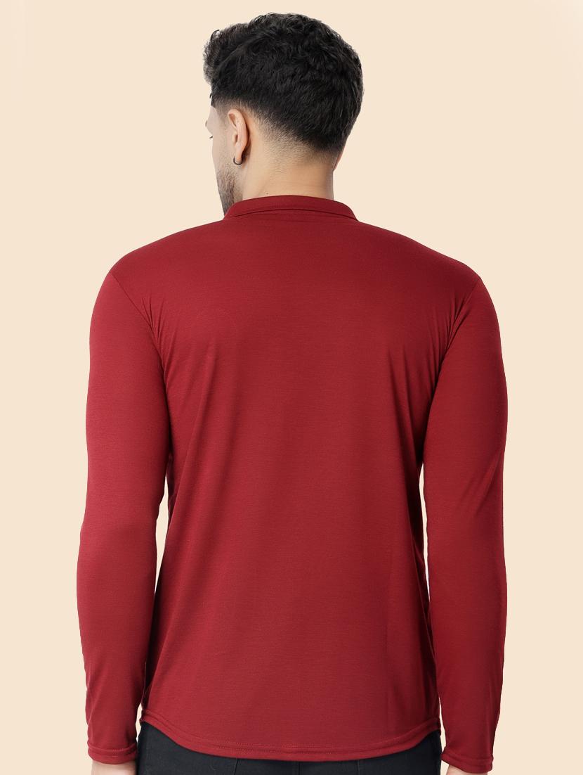 maroon cotton blend casual shirt - 20332035 - Standard Image - 2