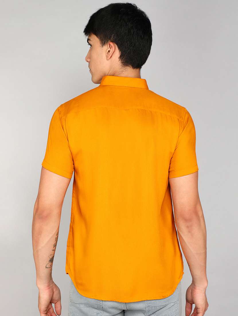 orange rayon regular casual shirt - 20333446 -  Standard Image - 2