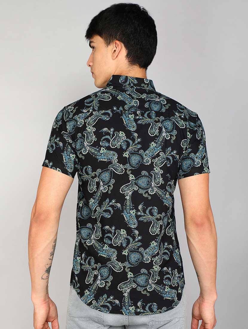 black rayon casual shirt - 20333451 -  Standard Image - 2