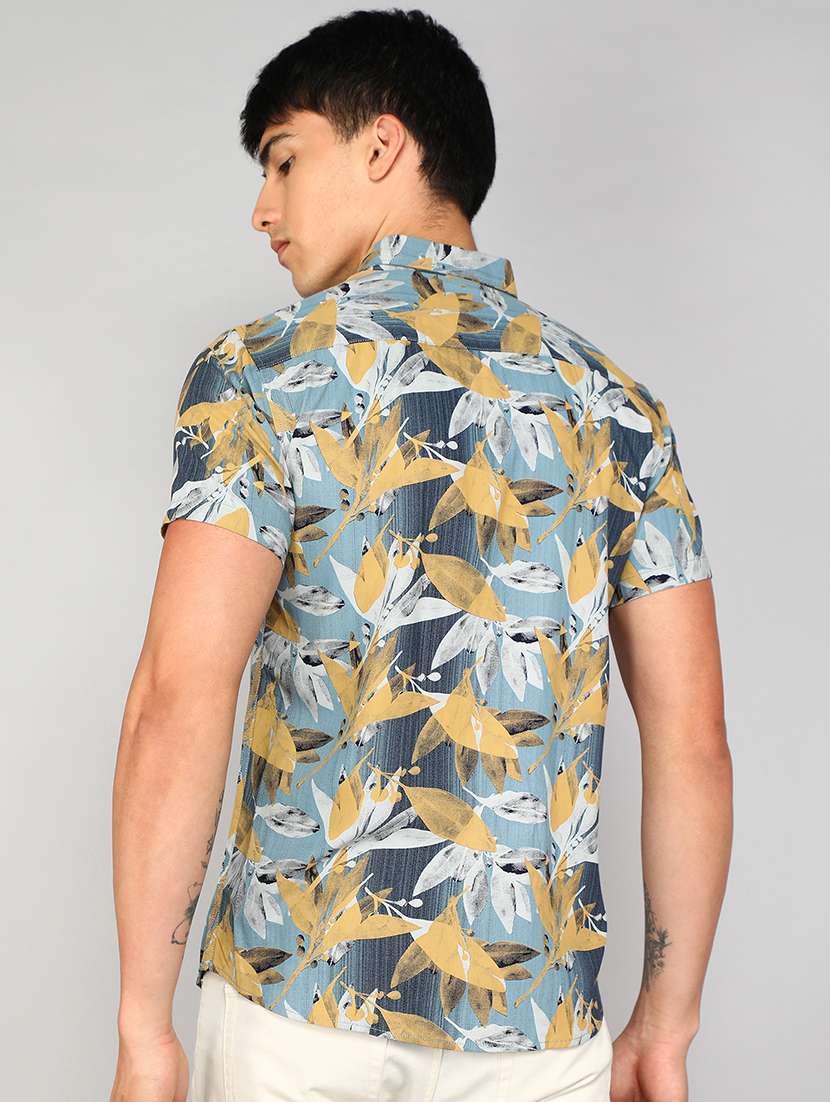 men multi colored leafy print rayon regular casual shirt - 20333457 -  Standard Image - 2