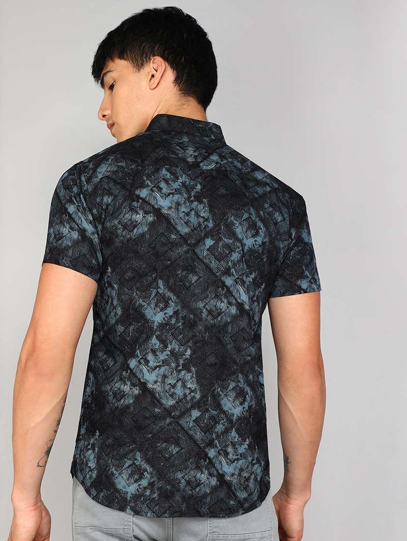 men black printed viscose casual shirt - 20333469 -  Standard Image - 2