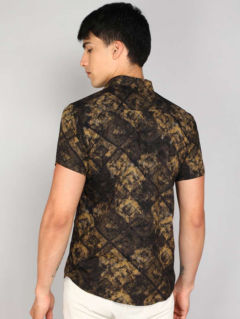 men black printed viscose regular shirt - 20333470 -  Standard Image - 2