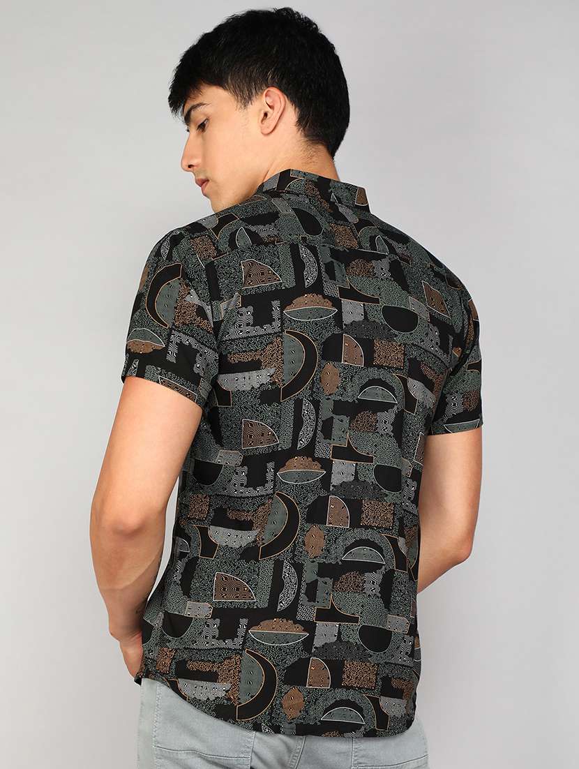 men black printed viscose regular shirt - 20333473 -  Standard Image - 2