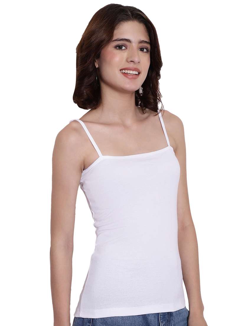 white solid sleeveless camisole - 20334275 -  Standard Image - 2