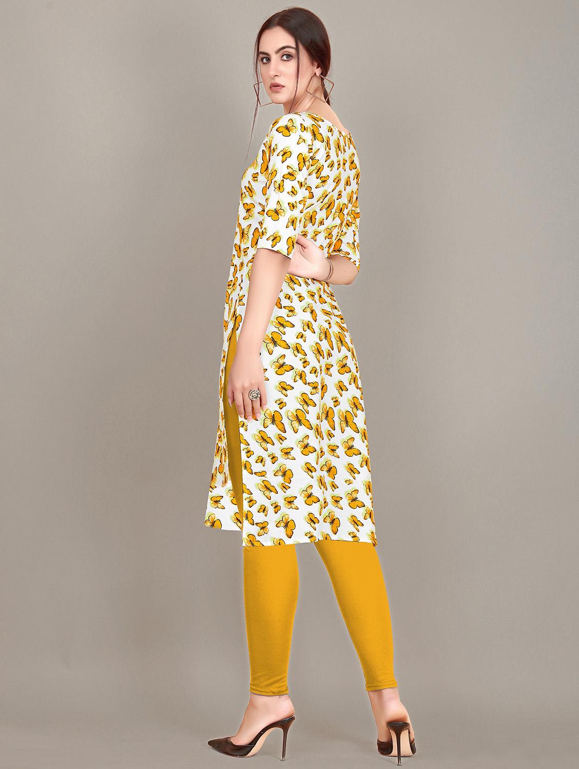 yellow colored straight kurta - 20334458 - Standard Image - 2